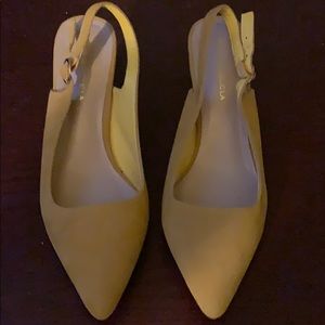 Honey mustard yellow sling-back heels